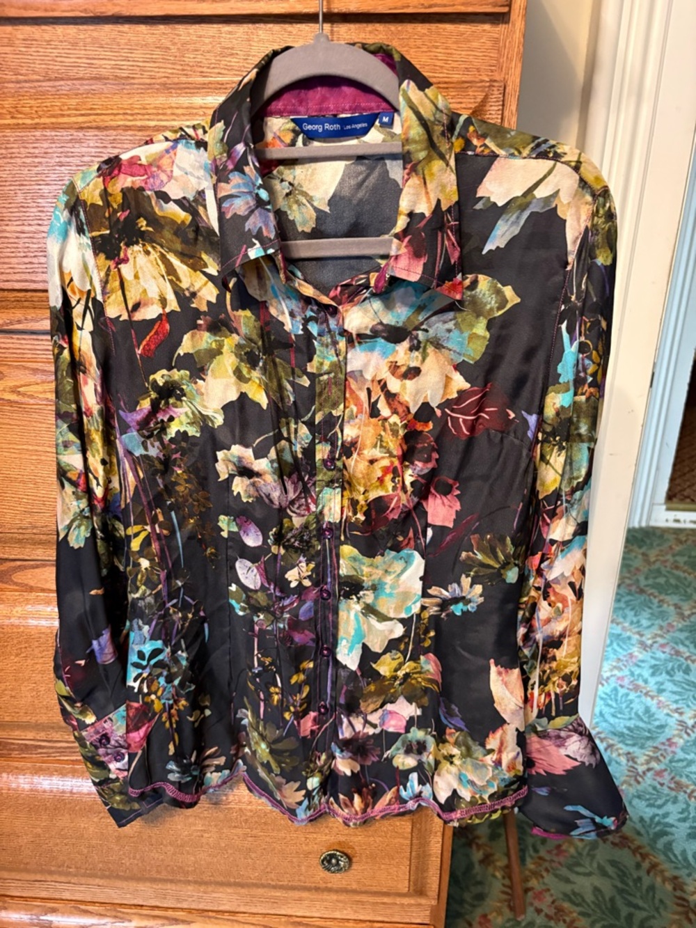 Georg Roth Floral Button-Up Blouse - Black Multicolor